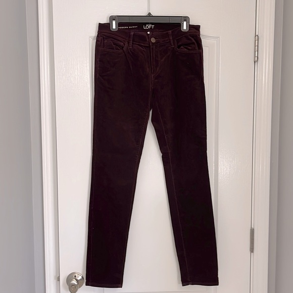 Loft Wine Corduroy Skinny Pants Size 4 - Picture 2 of 10